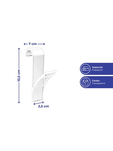 Wenko 6er-Set: Handtuchhaken in Transparent - (H)10,5 cm