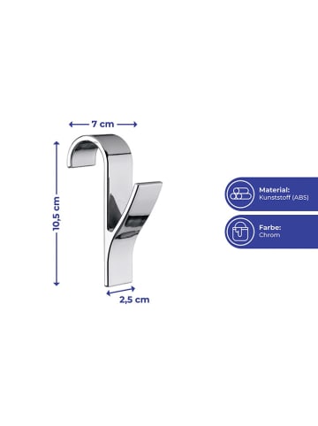 Wenko 4-delige set: handdoekhaken zilverkleurig - (H)10,5 cm
