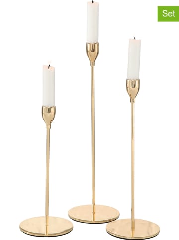 Boltze 3er-Set: Kerzenständer "Malte" in Gold