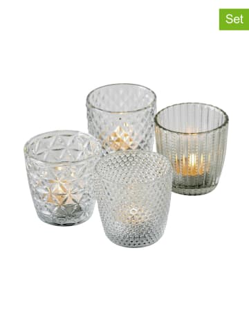 Boltze 4er-Set: Windlichter "Marilu" in Transparent - (H)7,5 x Ø 7,5 cm
