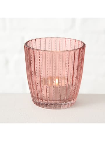 Boltze Świeczniki (4 szt.) w kolorze różowo-fioletowym - wys. 7,5 x Ø 7,5 cm