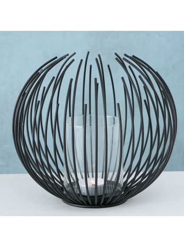 Boltze Windlicht "Cylon" in Schwarz - (H)20 x Ø 22 cm