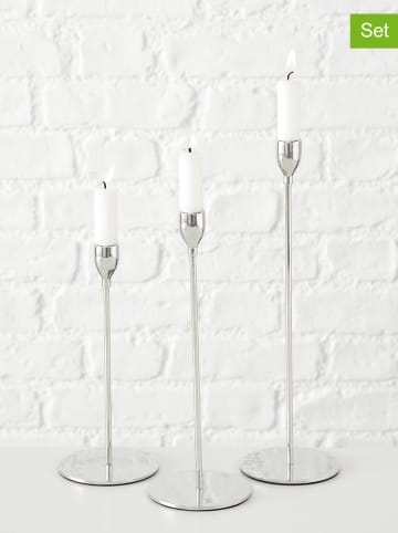 Boltze 3er-Set: Kerzenständer "Malte" in Silber