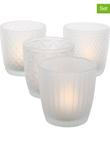 Boltze 4er-Set: Windlichter "Marilu" in Weiß - (H)7,5 x Ø 7 cm