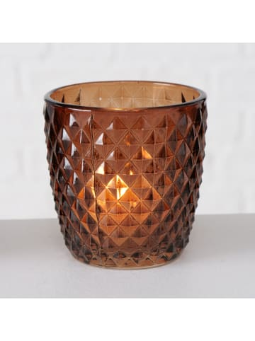 Boltze 4er-Set: Windlichter "Marilu" in Braun - (H)8 x Ø 7 cm