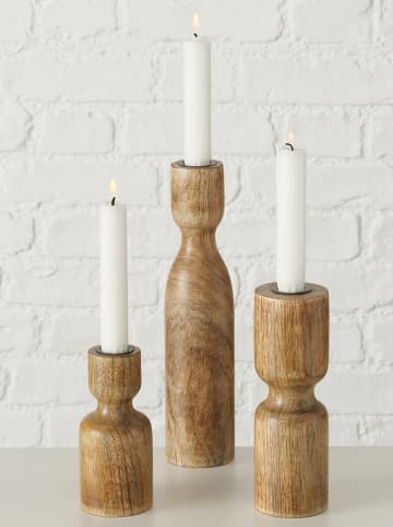 Boltze 3er-Set: Kerzenleuchter "Szura" in Hellbraun