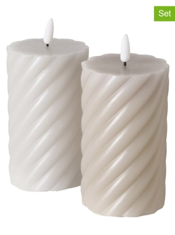 Boltze 2er-Set: LED-Kerzen ''Wrap'' in Creme/ Beige
