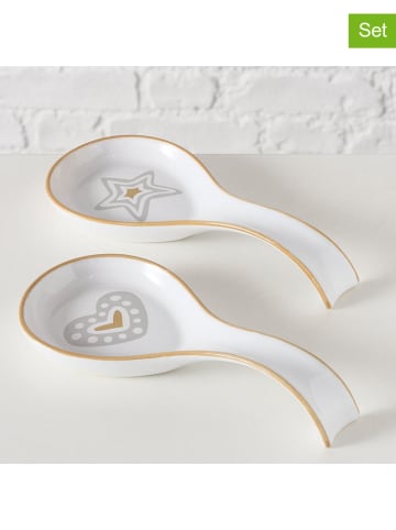 Boltze 2er-Set: Löffelablagen "Bakery" in Weiß/ Beige - (L)22,7 cm