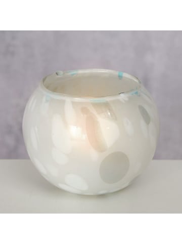 Boltze Windlicht ''Esma'' in Weiß - (H)8,5 x Ø 10 cm