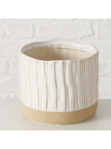 Boltze Osłonka w kolorze biało-beżowym na doniczkę - wys. 11,5 x Ø 13,5 cm