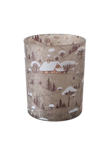 Boltze Windlicht "Wintano" in Beige/ Weiß - (H)12,5 cm