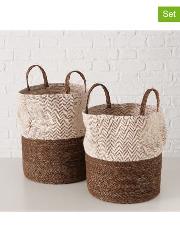 Boltze Koszyki (2 szt.) "Eija" w kolorze brązowo-białym