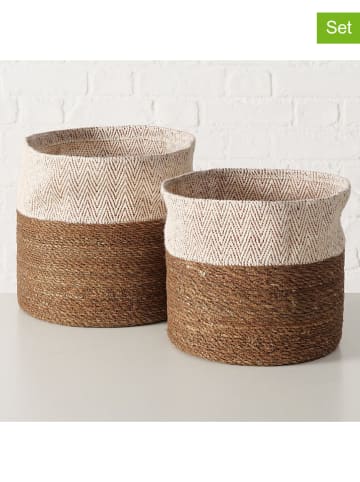 Boltze Koszyki (2 szt.) "Eija" w kolorze brązowo-białym