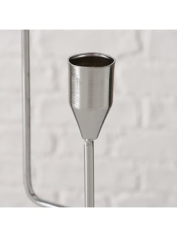 Boltze Kerzenleuchter "Timon" in Silber - (B)12 x (H)24 x (T)10 cm