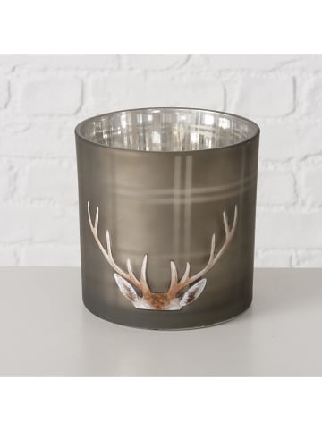 Boltze Świeczniki (2 szt.) "Aspen" w kolorze brązowo-szarym - wys. 14,8 cm