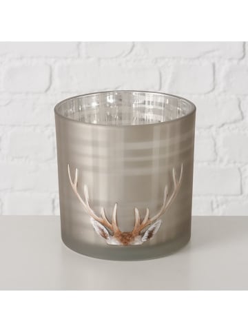 Boltze 2er-Set: Windlichter "Aspen" in Braun/ Grau - (H)14,8 cm