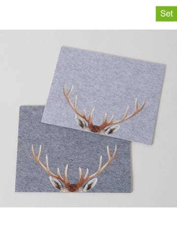 Boltze 2er-Set: Tischsets "Aspen" in Grau/ Braun - (L)45 x (B)35 cm