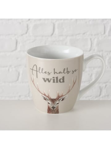 Boltze 2er-Set: Jumbotassen "Wild" in Beige/ Creme - 480 ml