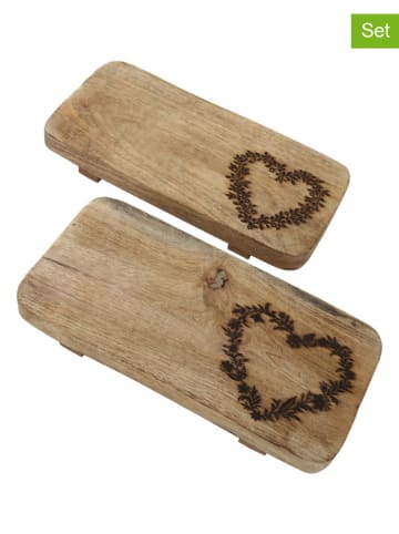 Boltze Deski (2 szt.) "Berta" w kolorze beżowym do krojenia - 30 x 15 cm