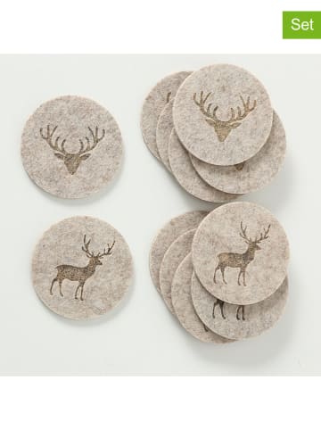 Boltze 2er-Set: Untersetzer "Tjark" in Beige - 2x 6 Stück