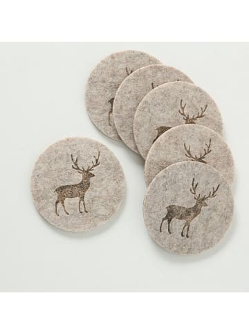 Boltze 2er-Set: Untersetzer "Tjark" in Beige - 2x 6 Stück