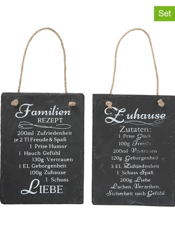Boltze 2er-Set: Wandschilder "Rezept" in Schwarz - (B)15 x (H)20 cm