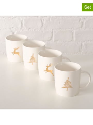 Boltze 4er-Set: Tassen "Brilly" in Weiß/ Gold - 320 ml