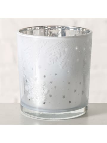 Boltze Windlicht "Gliss" in Silber - (H)8 x Ø 7,3 cm
