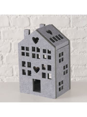 Boltze LED-Dekoaufsteller "Stuga" in Hellgrau - (B)12,7 x (H)20,5 x (T)10 cm