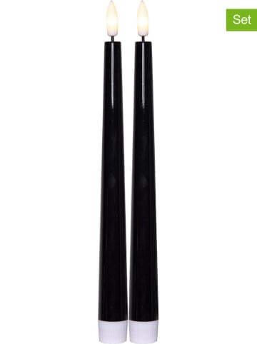 STAR Trading Świece LED (2 szt.) "Flamme Candy" w kolorze czarnym - wys. 26 cm