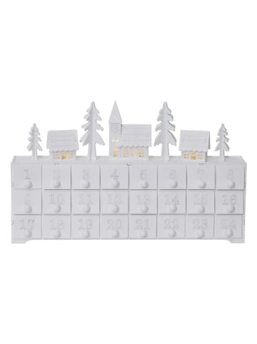 STAR Trading Kalendarz adwentowy LED "Yuletide" w kolorze białym - 37,5 x 22,5 cm