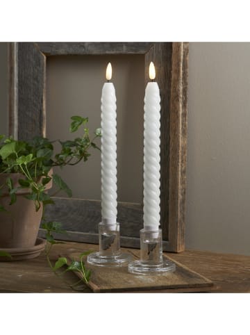 STAR Trading 2er-Set: LED-Kerzen "Flamme Swirl Antique" in Weiß - (H)25 cm