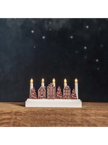 STAR Trading Dekoracyjna lampa LED "Yuletide" w kolorze brązowo-białym - 28 x 14,5 x 5 cm