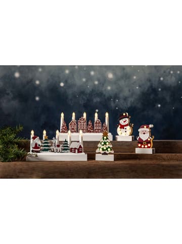 STAR Trading LED-Dekoleuchte "Yuletide" in Weiß/ Braun - (B)28 x (H)14,5 x (T)5 cm