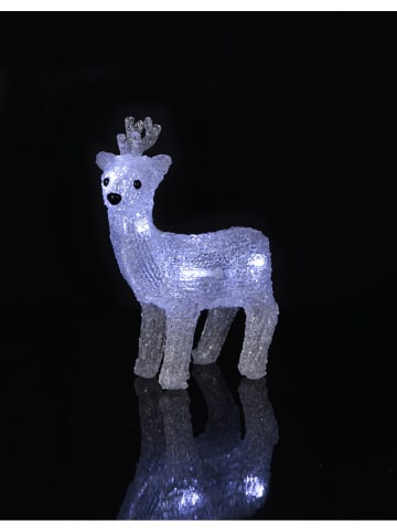 STAR Trading Figurka dekoracyjna LED "Crystal Deer" w kolorze białym - 20 x 22 cm