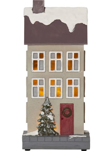 STAR Trading Dekoracja LED "Hus" w kolorze beżowo-brązowym - wys. 10,5 x Ø 24 cm