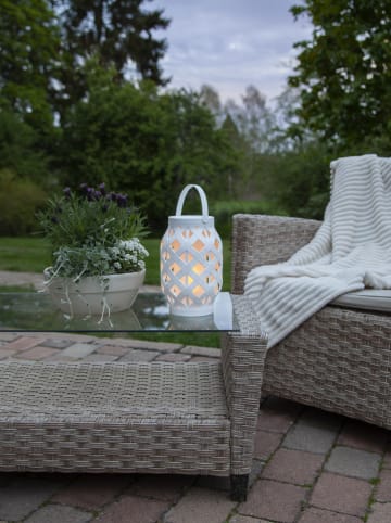 STAR Trading Lampion LED "Flame Lantern" w kolorze białym - wys. 23 cm
