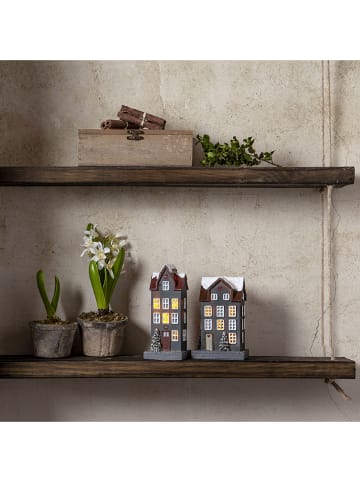 STAR Trading Dekoracje LED (2 szt.) "Home" w kolorze szarym ze wzorem - wys. 14,5 cm