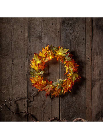 STAR Trading Dekoracyjny wieniec LED "Autumn" w kolorze pomarańczowym - Ø 45 cm