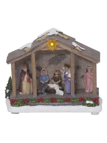 STAR Trading Dekoracja LED "Nativity" w kolorze brązowym ze wzorem - 19 x 15 cm