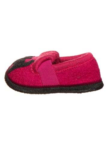 lamino Hausschuhe "Katze" in Pink/ Anthrazit