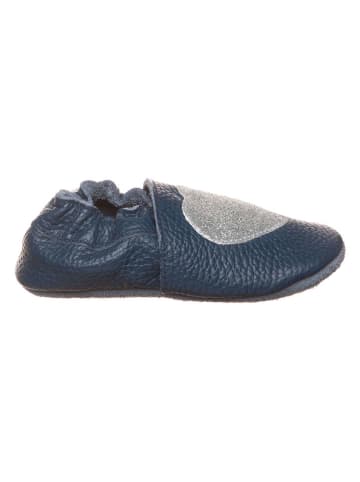 lamino Leren kruipschoenen donkerblauw