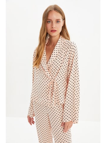 trendyol 2-delige pyjamaset abrikooskleurig/zwart