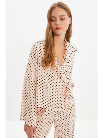 trendyol 2-delige pyjamaset abrikooskleurig/zwart