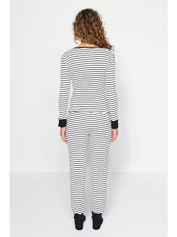 trendyol 2tlg. Pyjama-Set in Weiß/ Schwarz
