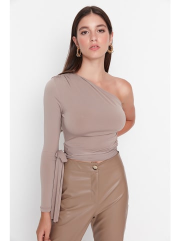 trendyol Koszulka w kolorze szarobrązowym