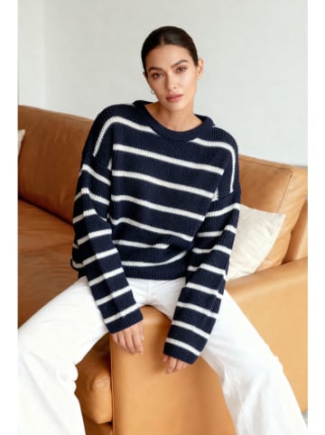 trendyol Sweter w kolorze granatowo-białym