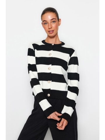 trendyol Cardigan in Schwarz/ Creme