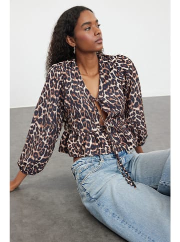trendyol Blouse lichtbruin/Schwarz
