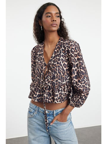 trendyol Blouse lichtbruin/Schwarz